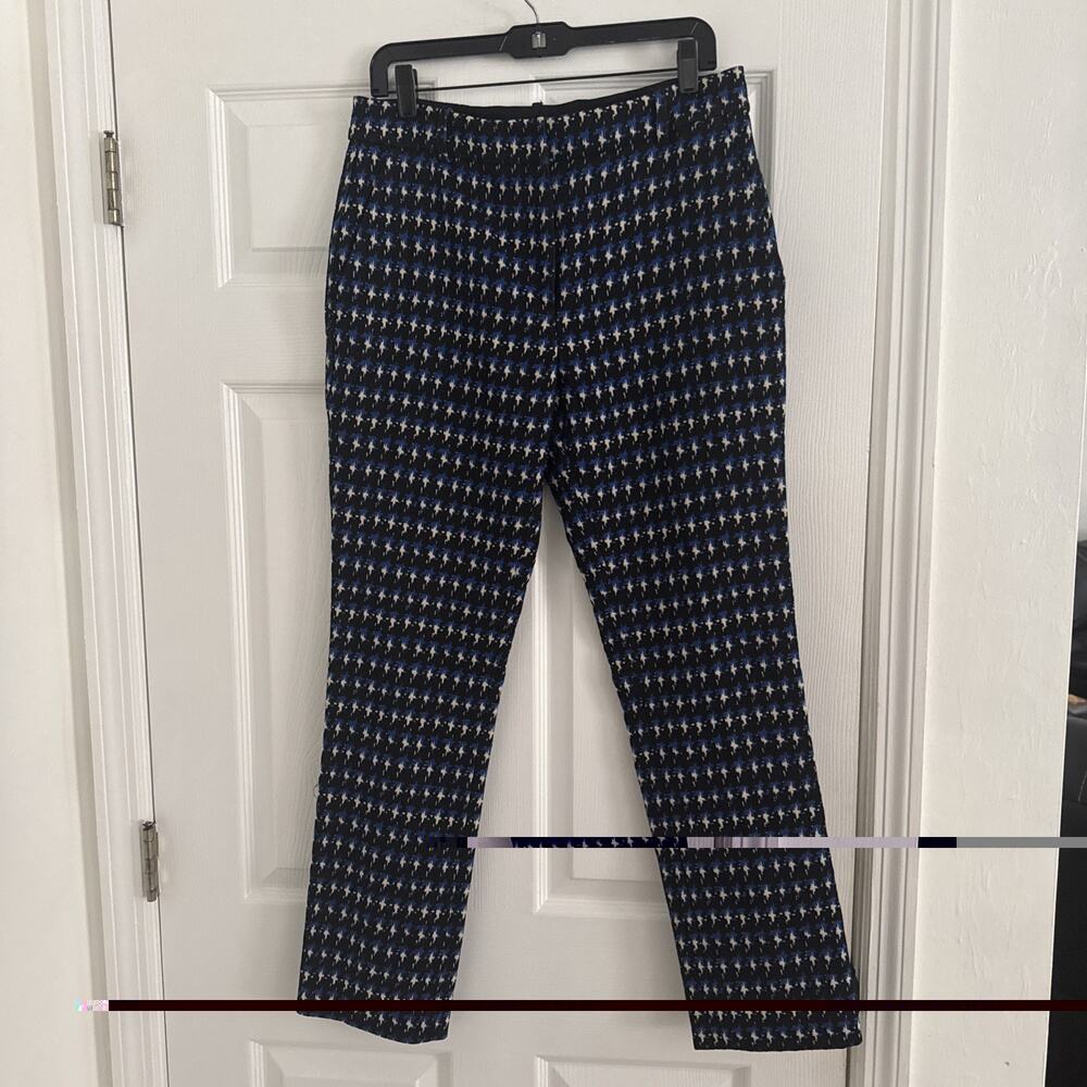 Victoria Beckham Italy Cotton Stretch Geometric Pants Blue Purple US 10 IT 46
